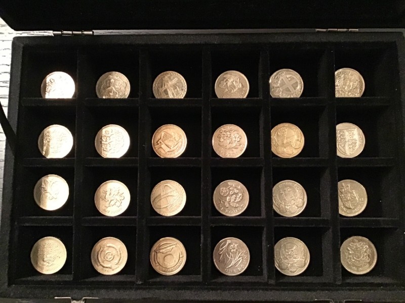 Full Set 24 X Round British 1 Pound Coins 1983 - 2016 1st Year Mint Each V Rare+