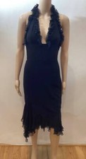 VERSACE VINTAGE SEXY PLUNGING HALTER BLACK DRESS SIZE it 40 ss 2004