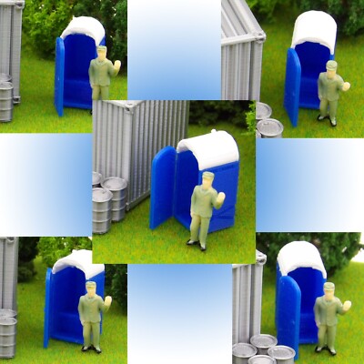 FIVE (5) PACK - HO Scale 1:87 - Porta-Potty Blue Boy Outhouses Portable Toilet