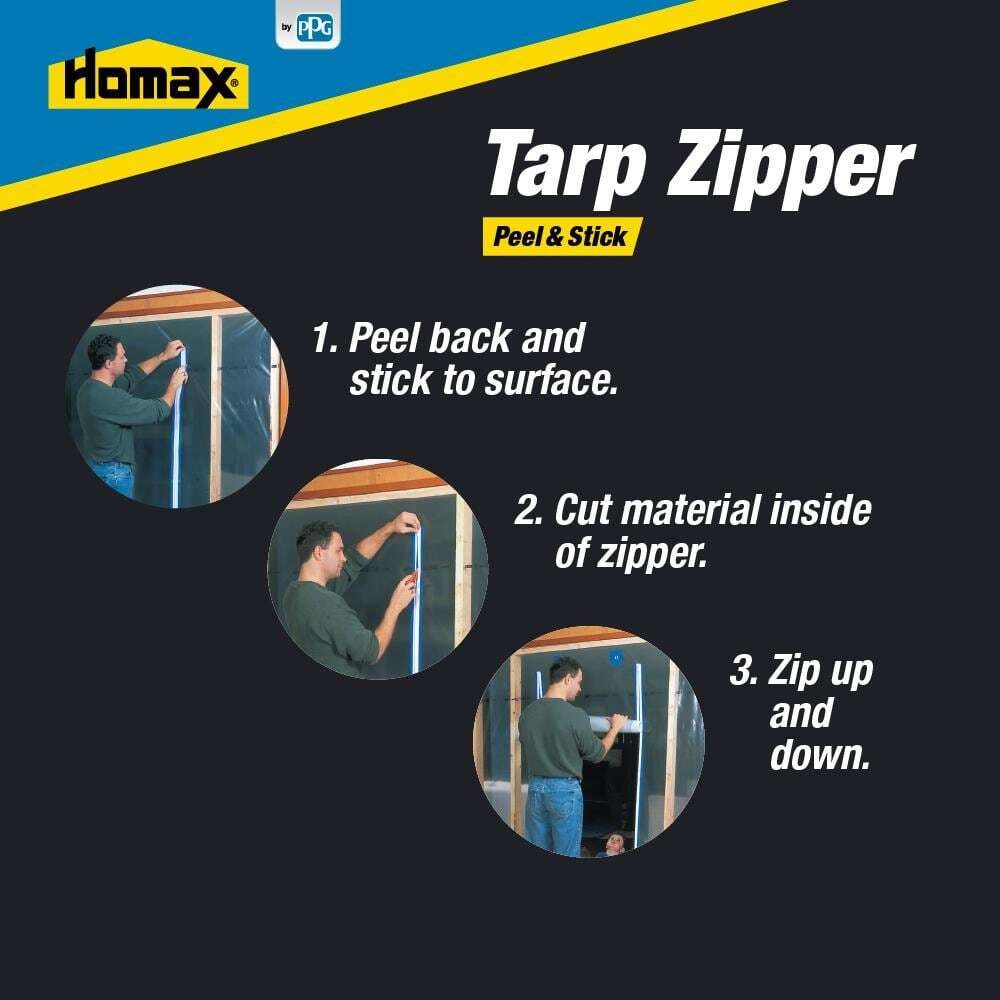 7 ft. Clear Tarp Zipper Door Compatible with Tarps and Plastic Sheeting