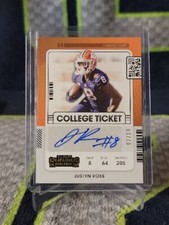 2022 Contenders College Ticket Auto Purple Justyn Ross Clemson WR #'d 07/10