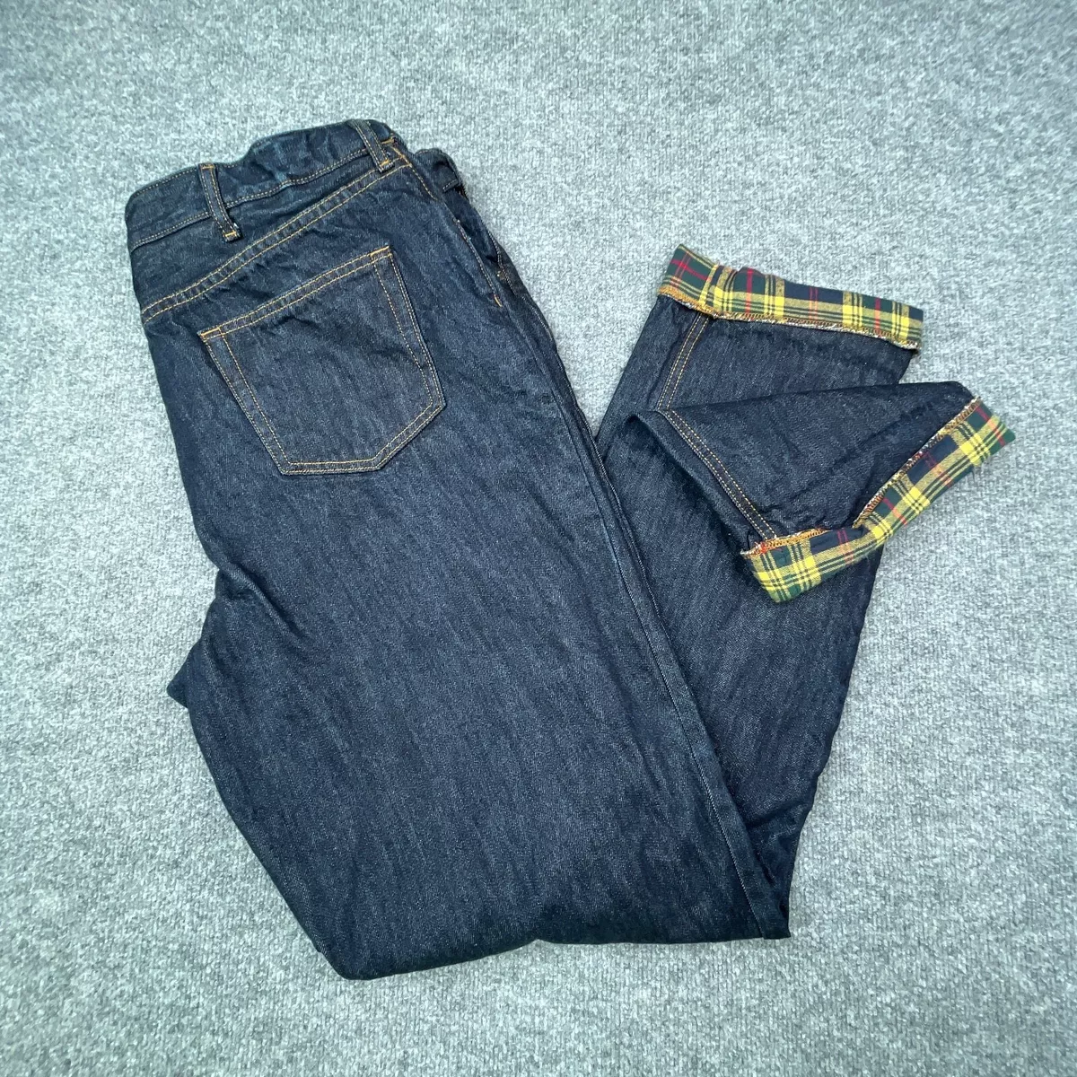 Women's flannel lined jeans with elastic waist sales