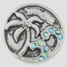 Snap Jewelry Rhinestone Palm Tree Beach Waves 18-20mm Fits Ginger Charms Items