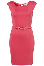 BNWT RARE HOT PINK BELTED SCUBA BODYCON DRESS SIZE 14 Rrp £42 TOP SALE PARTY