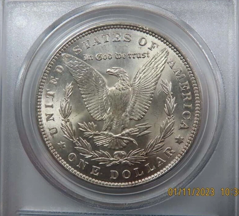 :1889-P SILVER MORGAN DOLLAR BRIGHT BLAST WHITE PCGS NEAR GEM MS64 HIGH GRADES - Image 4 of 4