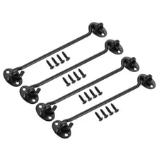 8" Cabin Hook Eye Latch Gate Door Window Stainless Steel with Screws Black 4Set