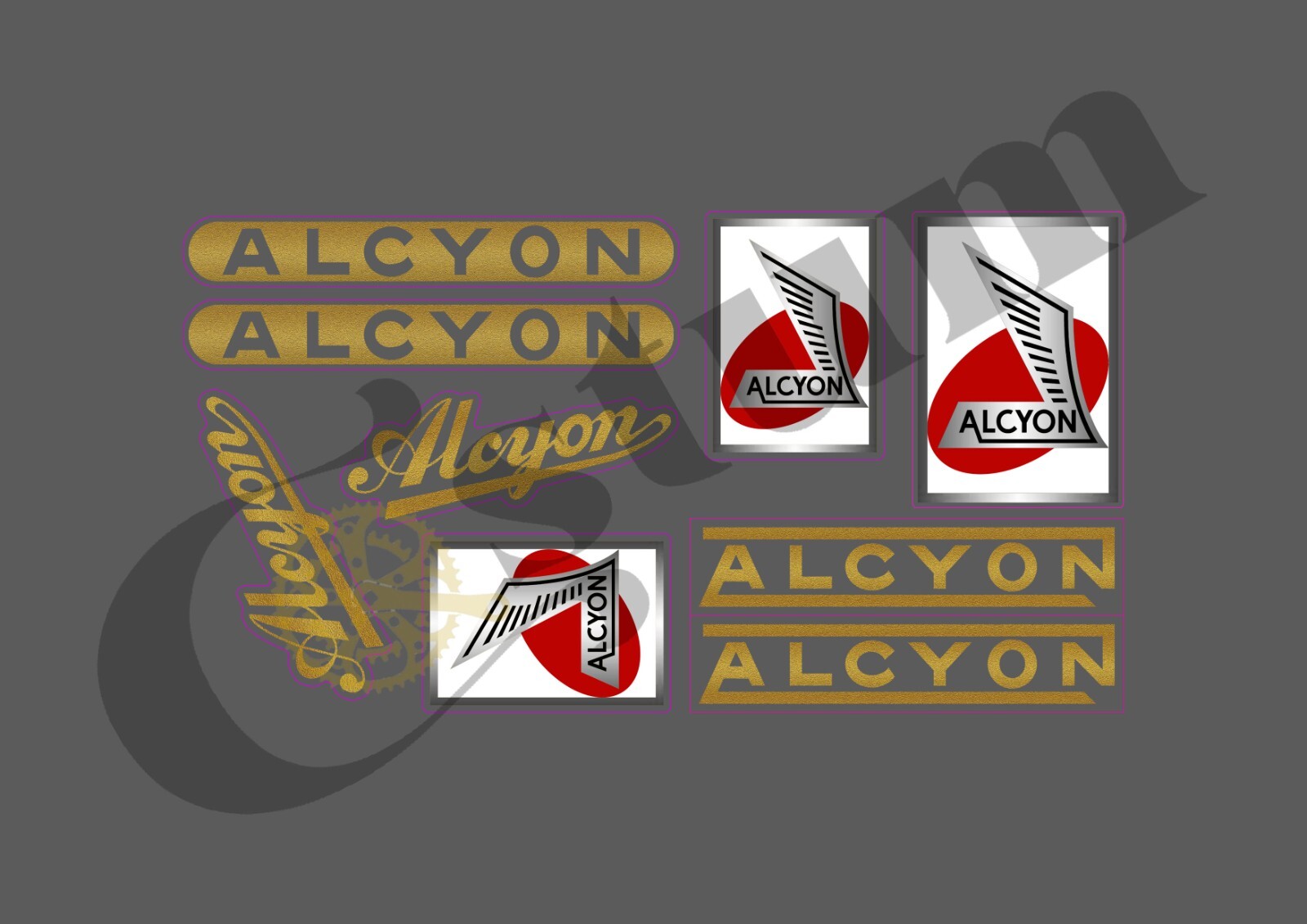 Stickers vélo Alcyon ALCY304 autocollants retro noirs pour cadre bicyclette ancienne