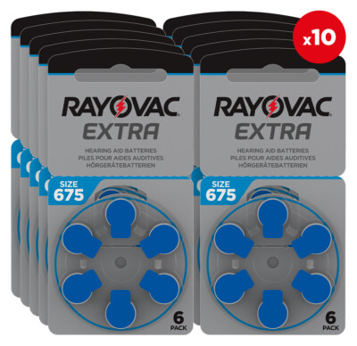 Rayovac Extra V675 blau Hörgerätebatterie - 10 x 6 St (60 Stück)