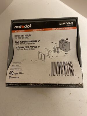 LOT Of THREE Red Dot -OUTLET BOX,DEEP 3/4'' Five Hole-Two Gang  21HD5-2