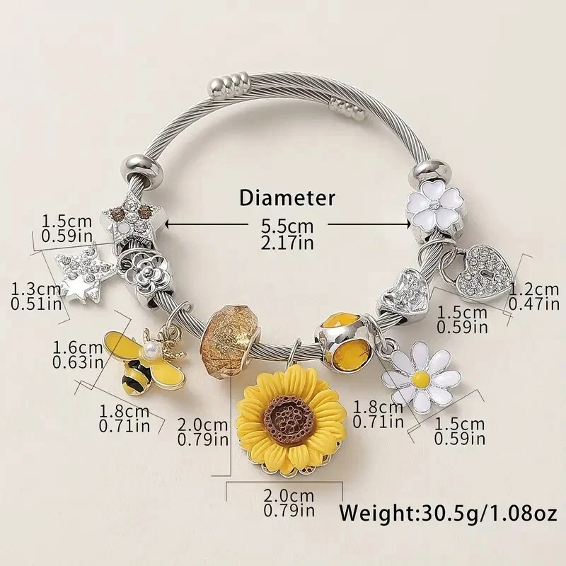 Pulsera Vintage Artesanal Resina Margarita Girasol Cuero Correa Ajustable Regalo Foto 4 de 4