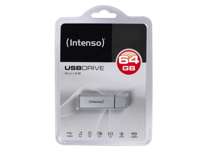 USB 2.0 Clé 64GB Clé Mémoire Intenso Alu Ligne Argent 3521492 Lecteur Flash - Photo 3/3
