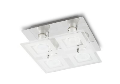 Prolight 367200204 Deckenleuchte Glas, quadratisch, LED 4 x 3 W Metall grau