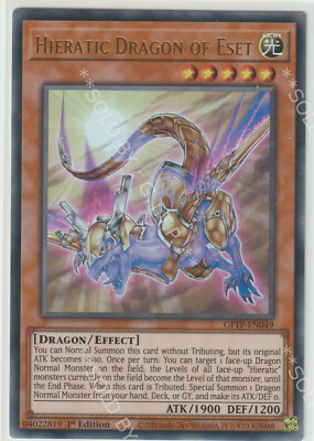 YUGIOH! HIERATIC DRAGON OF ESET CARD - 1ST EDITION - GFTP-DE049(X1) - FREE P&P
