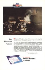 1944 Union Pacific: Sleepless Giants Vintage Print Ad
