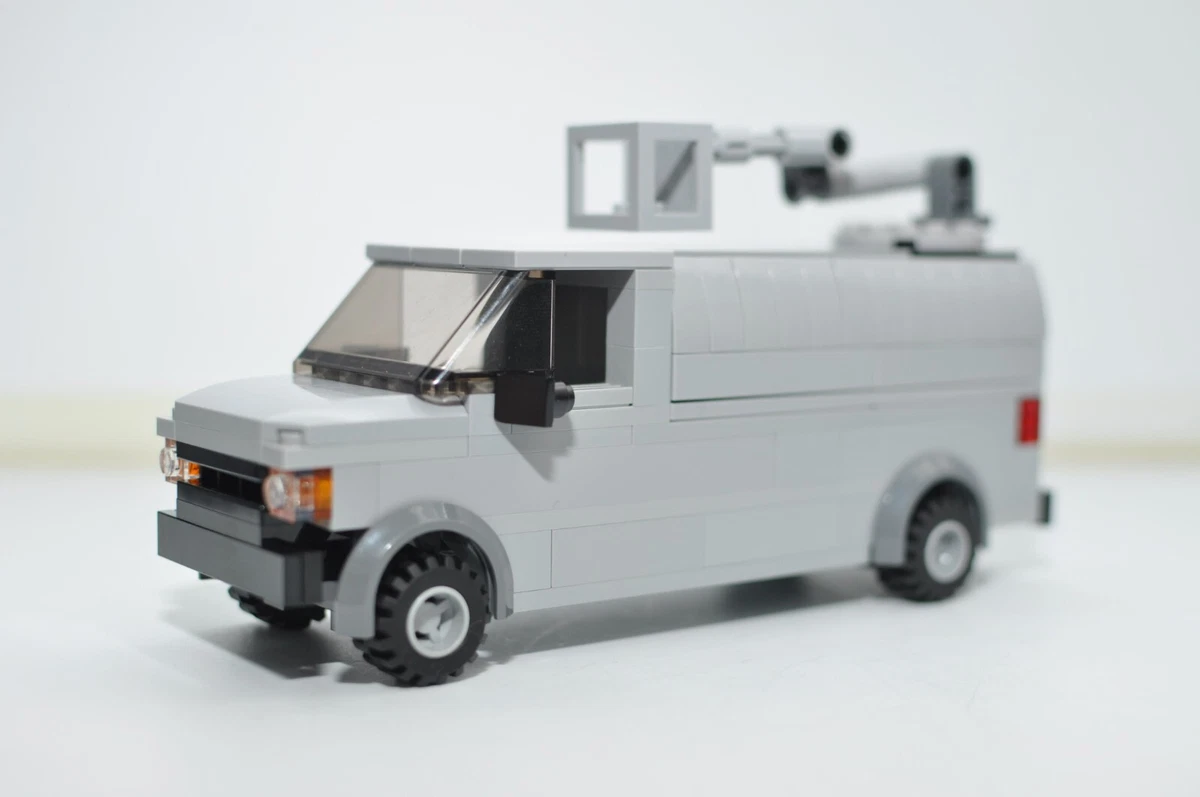 Custom Police Gray Transport Van Model Built and Compatible with LEGO Bricks