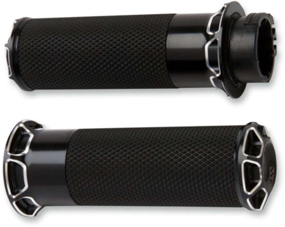 Arlen Ness Beveled Black Dual Cable Hand Grips for 80-19 Harley FX 
