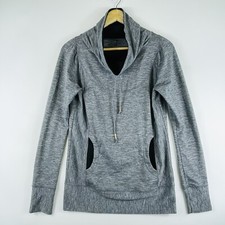 Prana Grey Heather Cowl Neck Lightweight Athletic Yoga Jacket Womens Sz Small