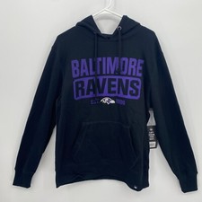 47 Men's Baltimore Ravens NFL Logo Pullover Hoodie Black Purple Size M
