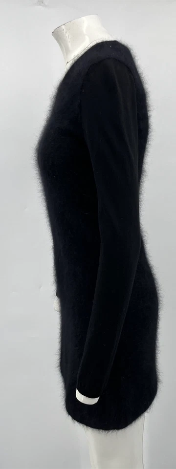 'SMaxMara Black Fur Long Sleeve Knit Mini Sheath Dress sz S - Image 2 of 4