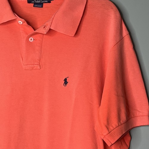 Vintage Polo Ralph Lauren Mens Large Polo Shirt Orange USA 90s Y2K Short Sleeve - Picture 4 of 7