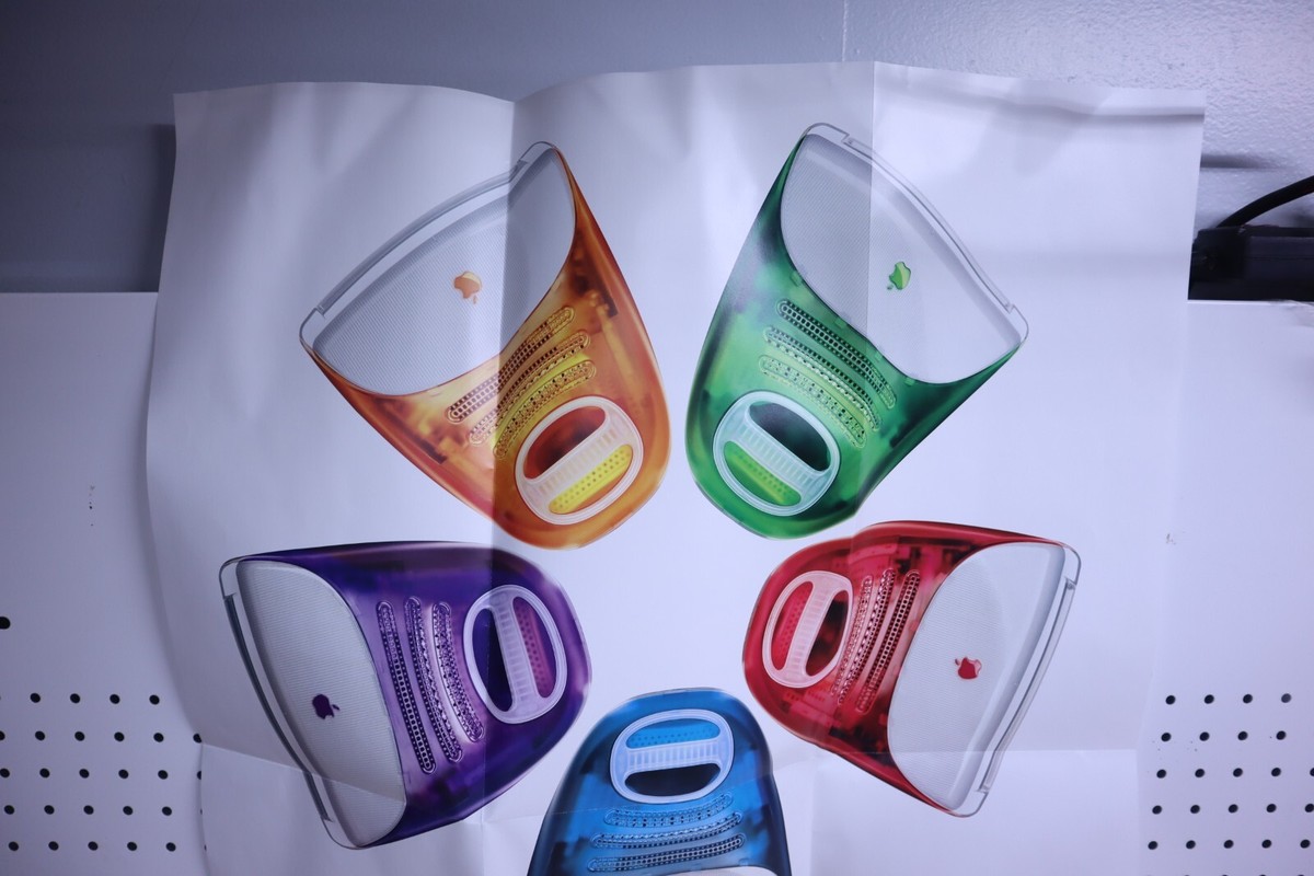 muku　Apple Poster Nice Vintage Apple Computer iMac 5 Flavors Yum Poster 1999