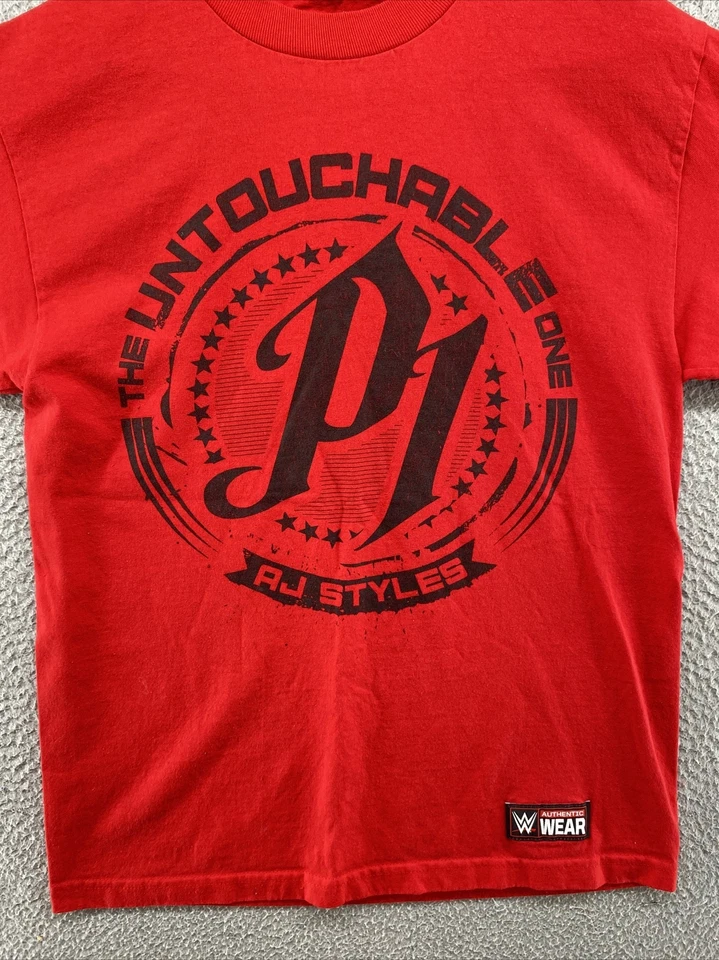 WWE Authentic AJ Styles Untouchable P1 Double Sided Hard To Follow Shirt Size M - Image 2 of 4