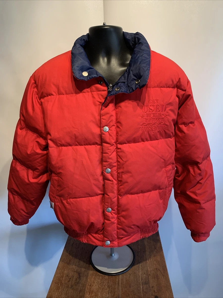Vintage Get Used By Elie Reversible Goose Down Puffer Jacket Coat Mens Large Vtg
