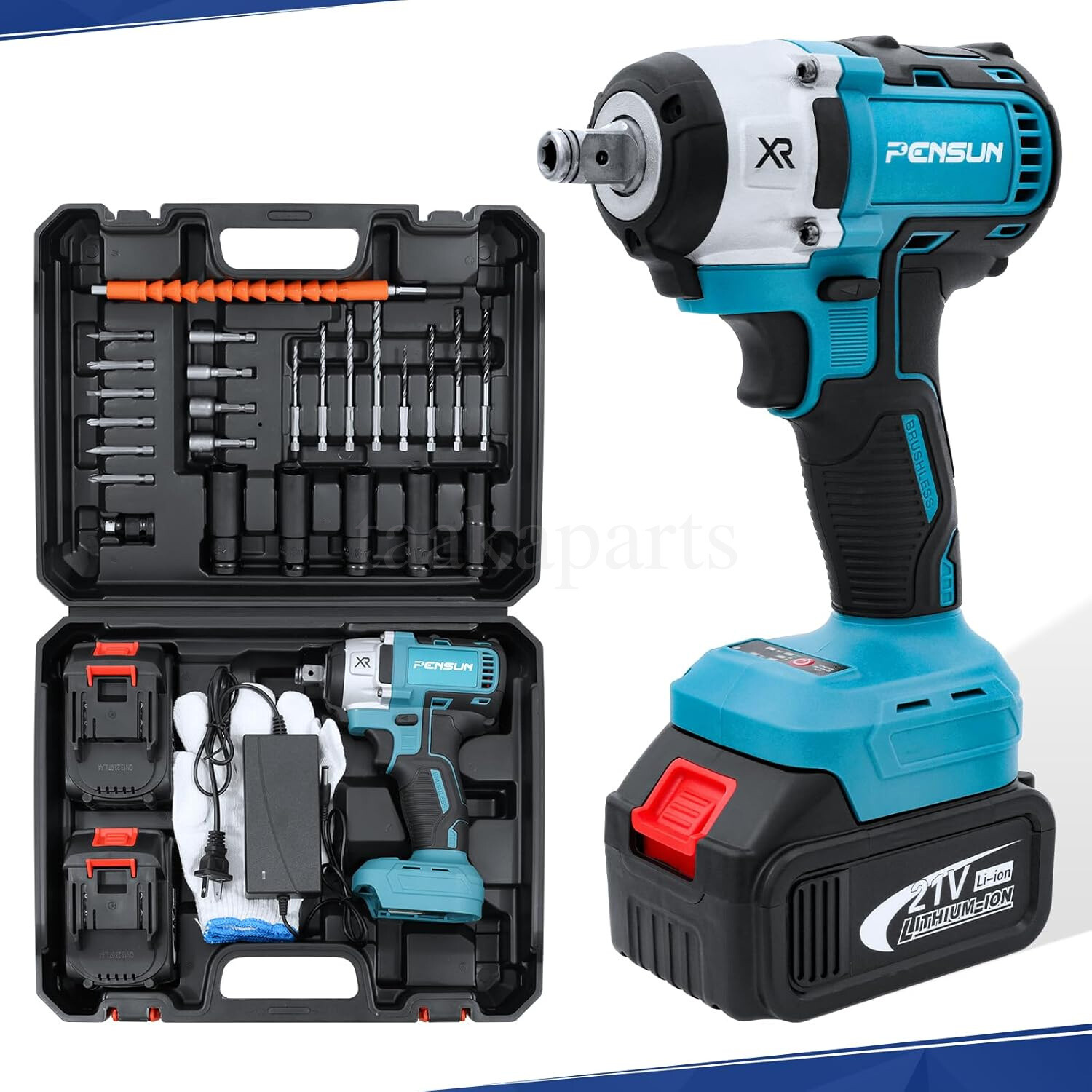 Беспроводной ударный гайковерт с частотой вращения 3000 обмин и максимальным крутящим моментом 260 футов-фунтов безщеточный с батареей из 2 шт 9190₽