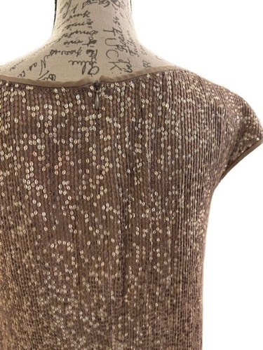 St John Couture Gold Silver Beaded Sequin Stretchy Evening Dress Size 2 RARE EUC - Picture 10 of 16
