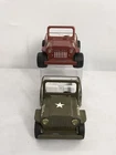 Vintage 1960s Tonka Red and Green Army Jeep 6" x 4" Pressed Steel Toy Trucks