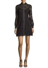 New Valentino Long-Sleeve Piped Lace Shirtdress Size 4