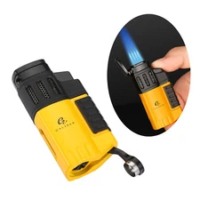 Galiner 4 Flame Torch Cigar Lighter With Punch Windproof Refillable Butane Gas