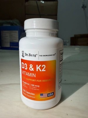 Dr. Berg's D3 & K2 Vitamin, 10,000 IU, 100 mcg per serving, 120 Capsules-