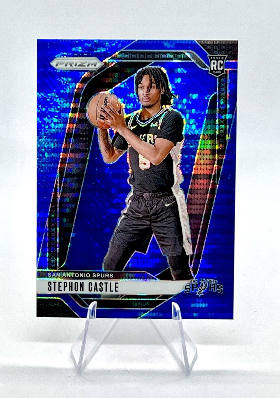 Stephon Castle 2024-25 Panini Prizm RC Blue Pulsar /99 #234 Spurs ROY