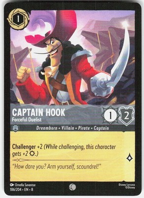 Captain Hook Forceful Duelist 186/204 Reign of Jafar Disney Lorcana