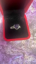Pretty Amethyst Heart Crystal Adjustable Ring (No Box Included)