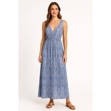 Show Me Your MuMu Blue Vintage Print Sleeveless V-Neck Kendall Maxi Dress M