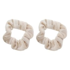 Velvet Solid Scrunchies - Set of 2- Tan
