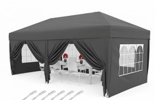 Garvee Pop Up Gazebo 3x6m Grey Marquee Canopy Garden Party Tent Heavy Duty Boxed
