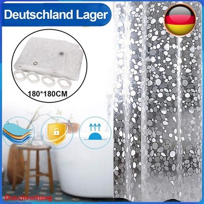 NEW 3D 180 x 180 cm Duschvorhang Wasserdicht Anti Schimmel Antibakteriell+ 12 Ri