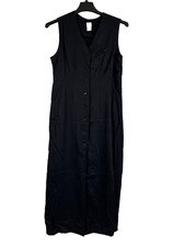 Vtg 90s GAP sleeveless rayon button-down minimalist long midi dress 8