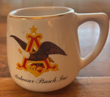 Anheuser Busch Coffee Mug Eagle Logo Gold Rim Cup 3 1/2" Tall