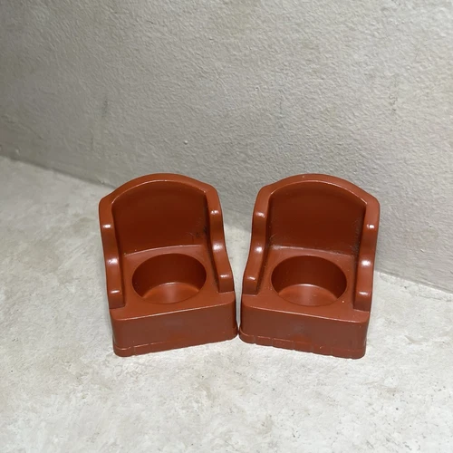 Vintage Fisher Price little people set/2 brown living room chairs