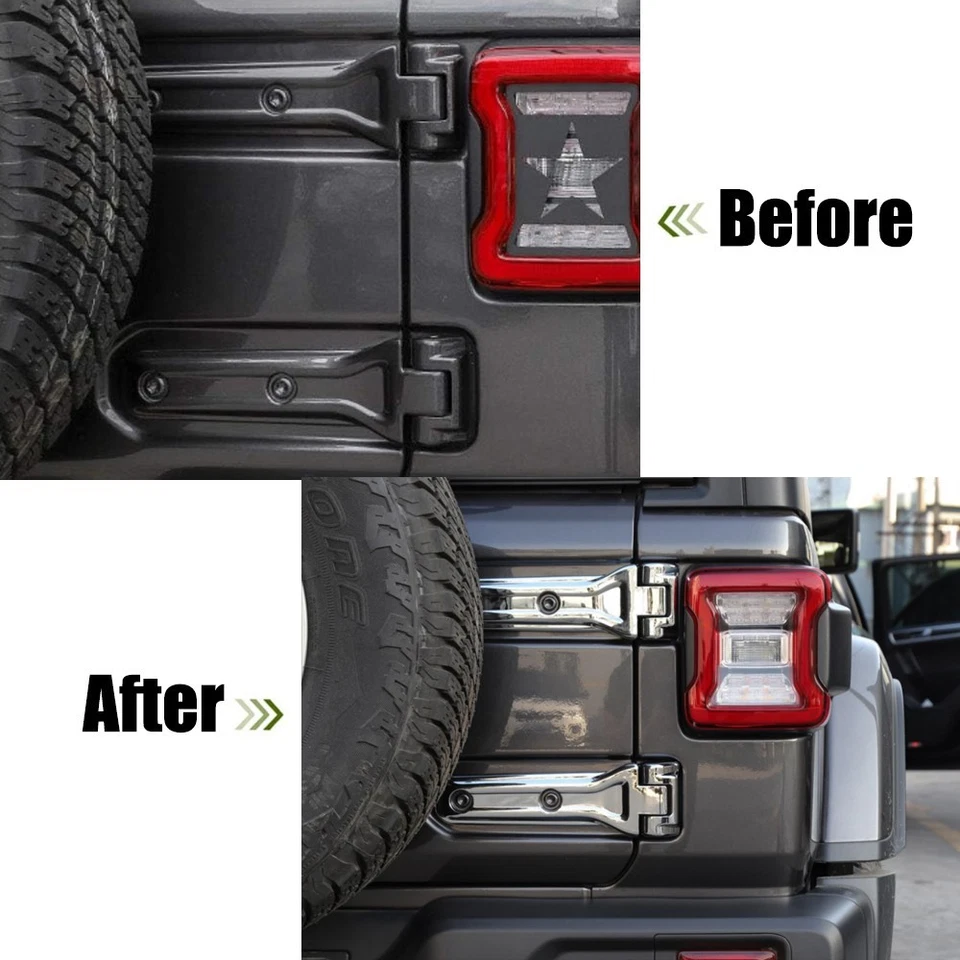 Cubierta de bisagra de puerta trasera decoración para Jeep Wrangler JLJLU 2018+ cromo Foto 4 de 4