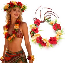 Hawaiian Leis Flower Crown Headband Tropical Floral Headpiece for Women