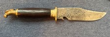 Antique Mexican Bowie Eagle Knife with Brown and Gold Edge Cancun Mexico