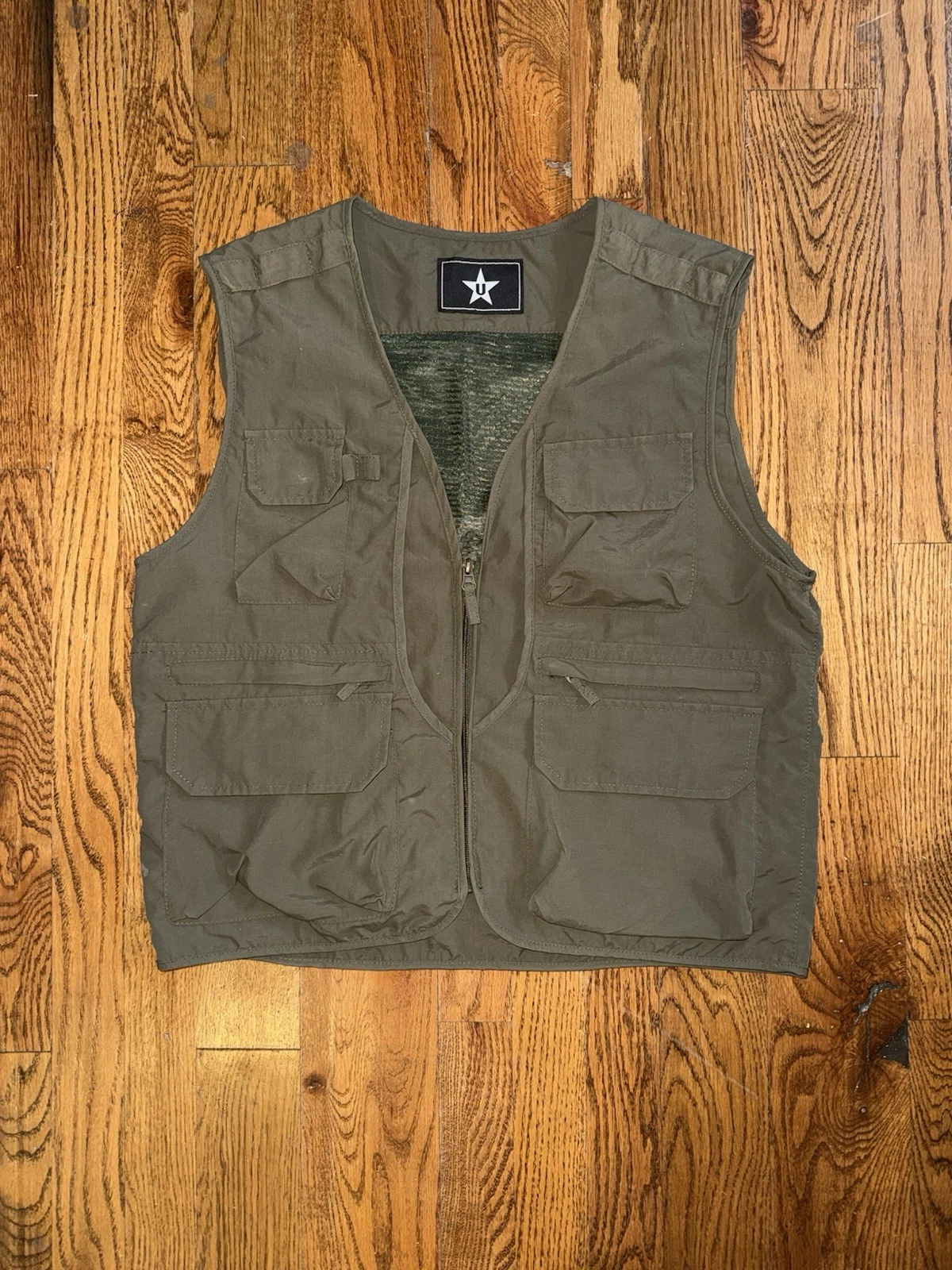 Olive Green Lightweight Utility Fishing Vest Men’s Size Medium