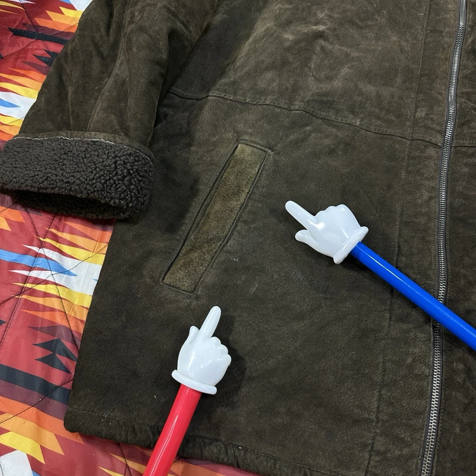 Chaqueta de Colección Northern Explorer Cuero Marrón Cremallera Completa Forro Sherpa Para Hombre’s XL Foto 4 de 4