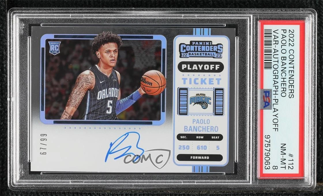 Deal for 2022 Panini Contenders Playoff Ticket 67/99 Paolo Banchero #112 PSA 8 Auto m9g