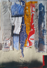 Grand Collage Mixte signé André Bucher Sculpteur Suisse Abstrait Dorny Marfaing